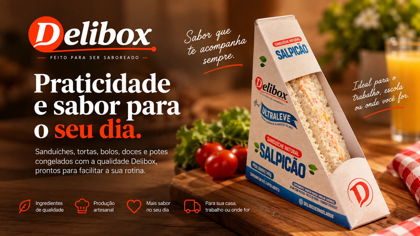 Praticidade e sabor para o seu dia — sanduíche natural Salpicão Delibox